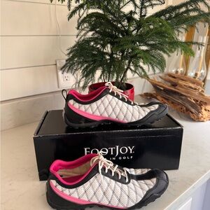 FootJoy Women's Black and White Sneakers with Pink Accents